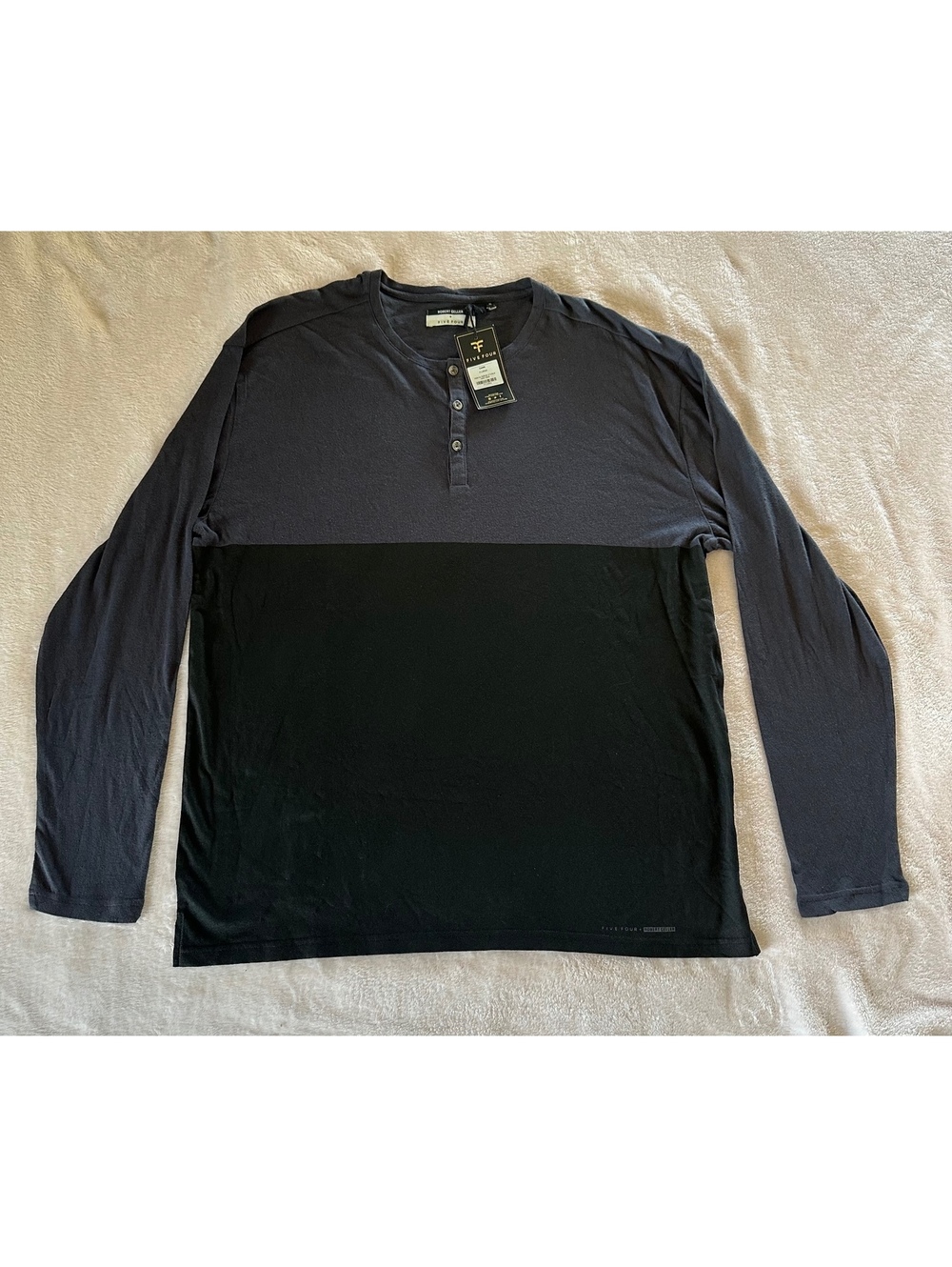 NWT Robert Geller x Five Four "Caine" Henley Shirt Black Men's XL
